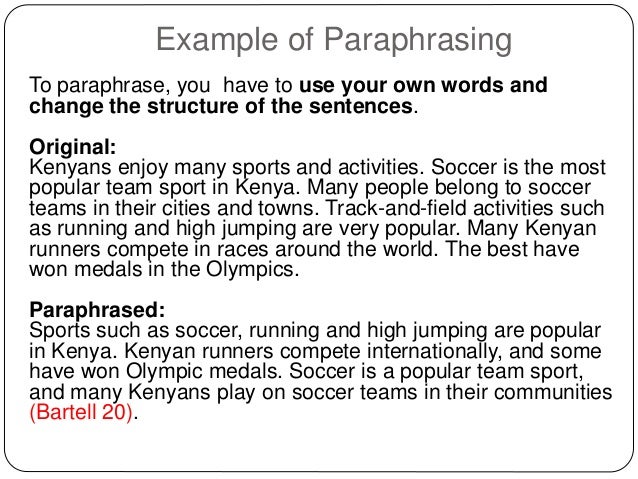 paraphrase format paraphrase format
