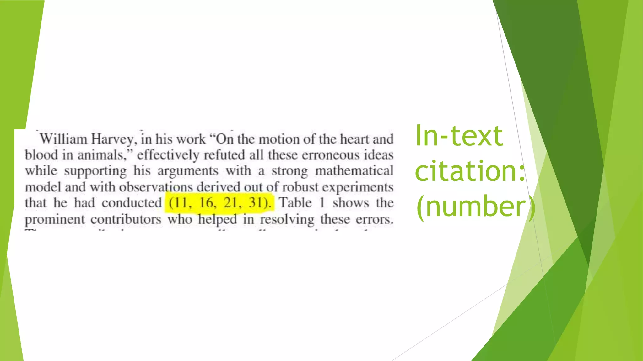 In-text
citation:
(number)
 