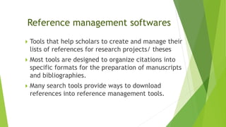 Reference Management Tools | PPTX | Desktop Publishing | Computer ...