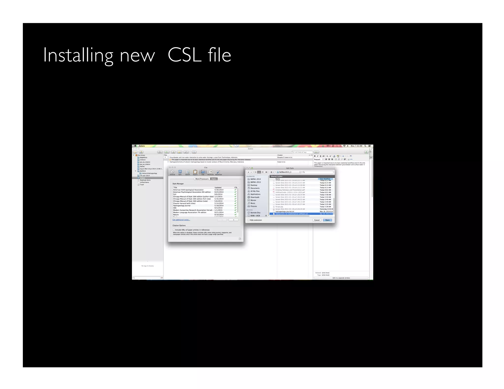 Installing new CSL file
 