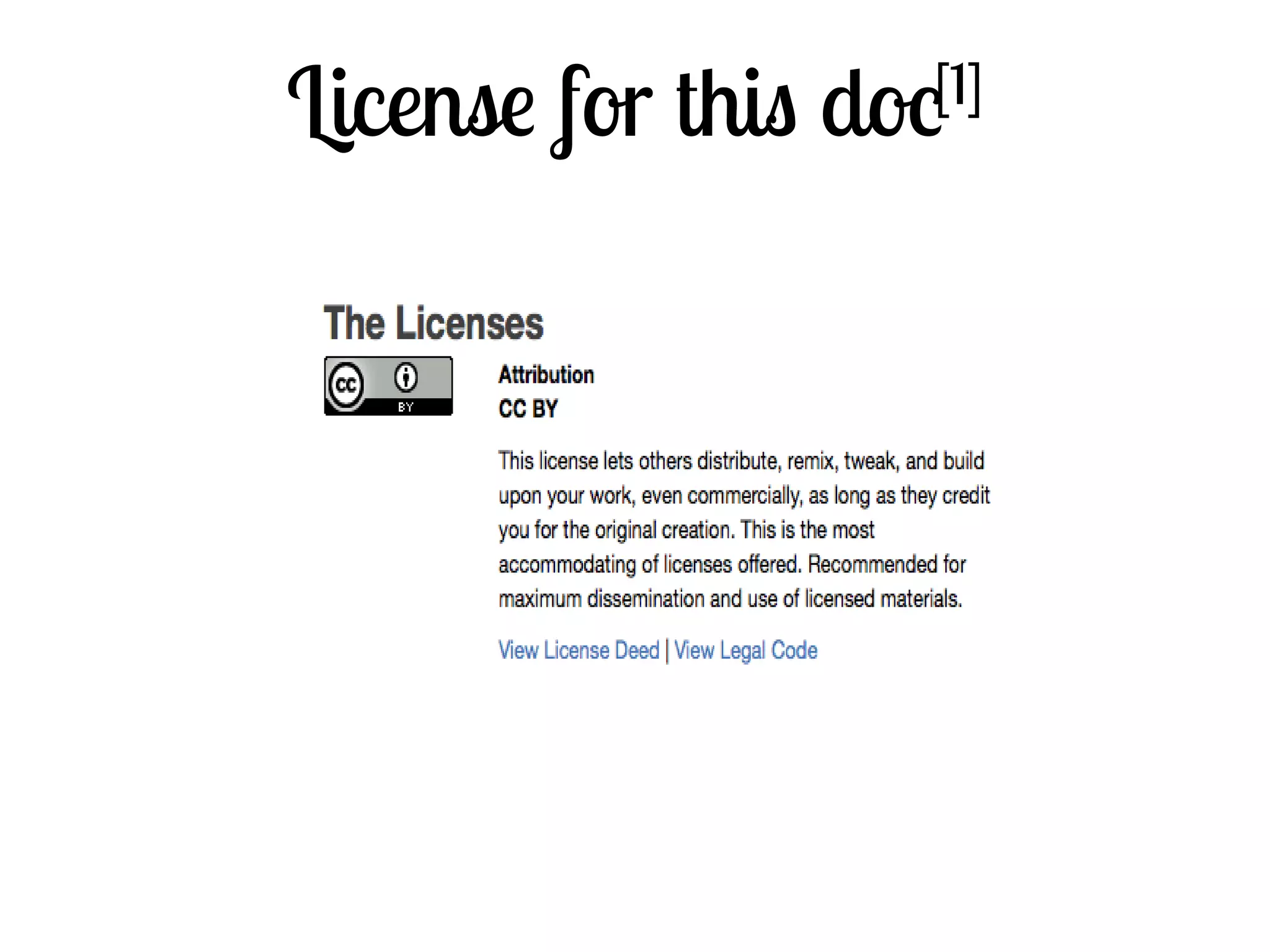 License for this doc[1]
 