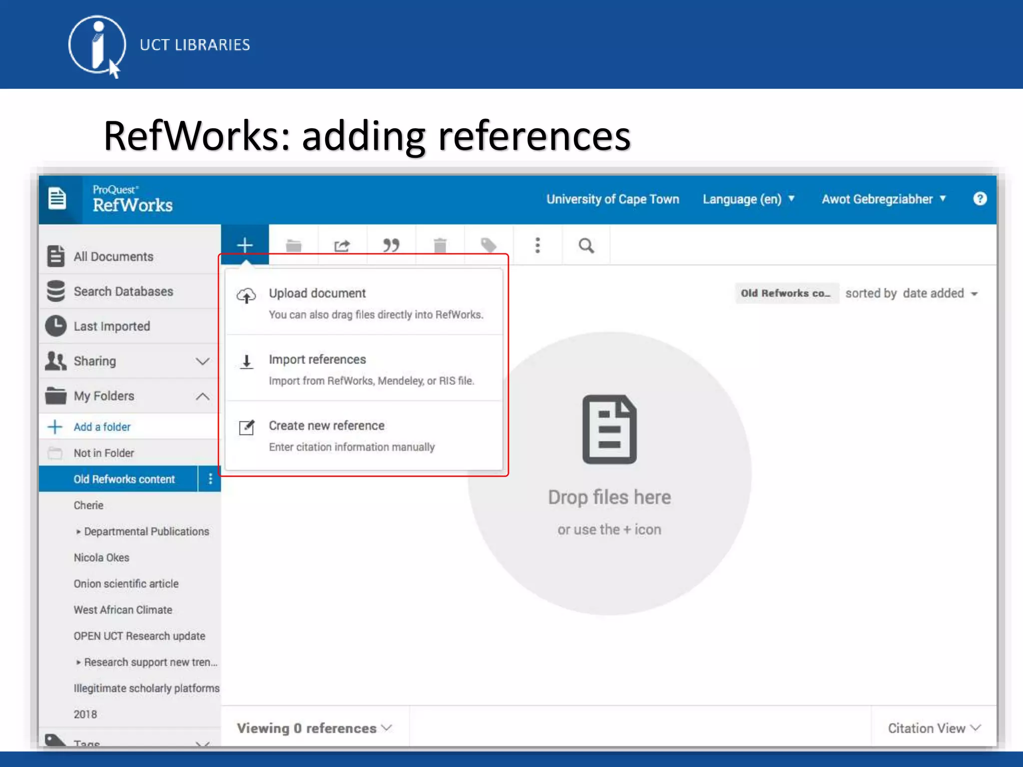 RefWorks: adding references
 