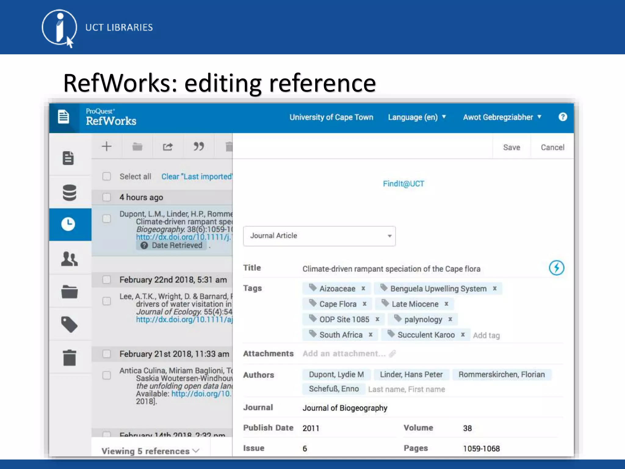 RefWorks: editing reference
 