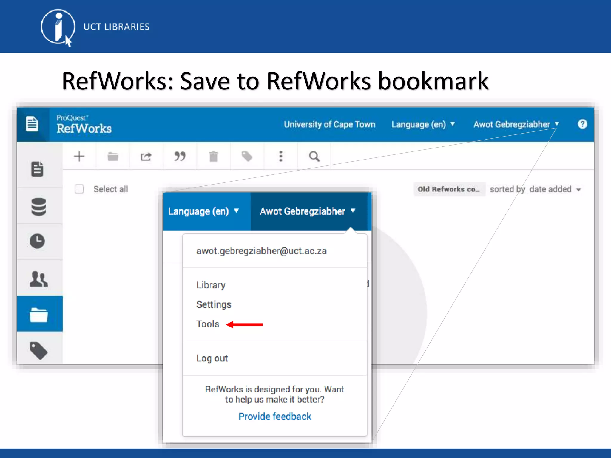 RefWorks: Save to RefWorks bookmark
 