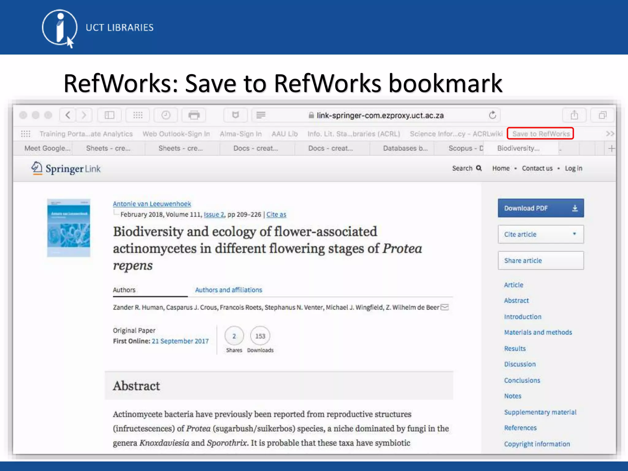 RefWorks: Save to RefWorks bookmark
 