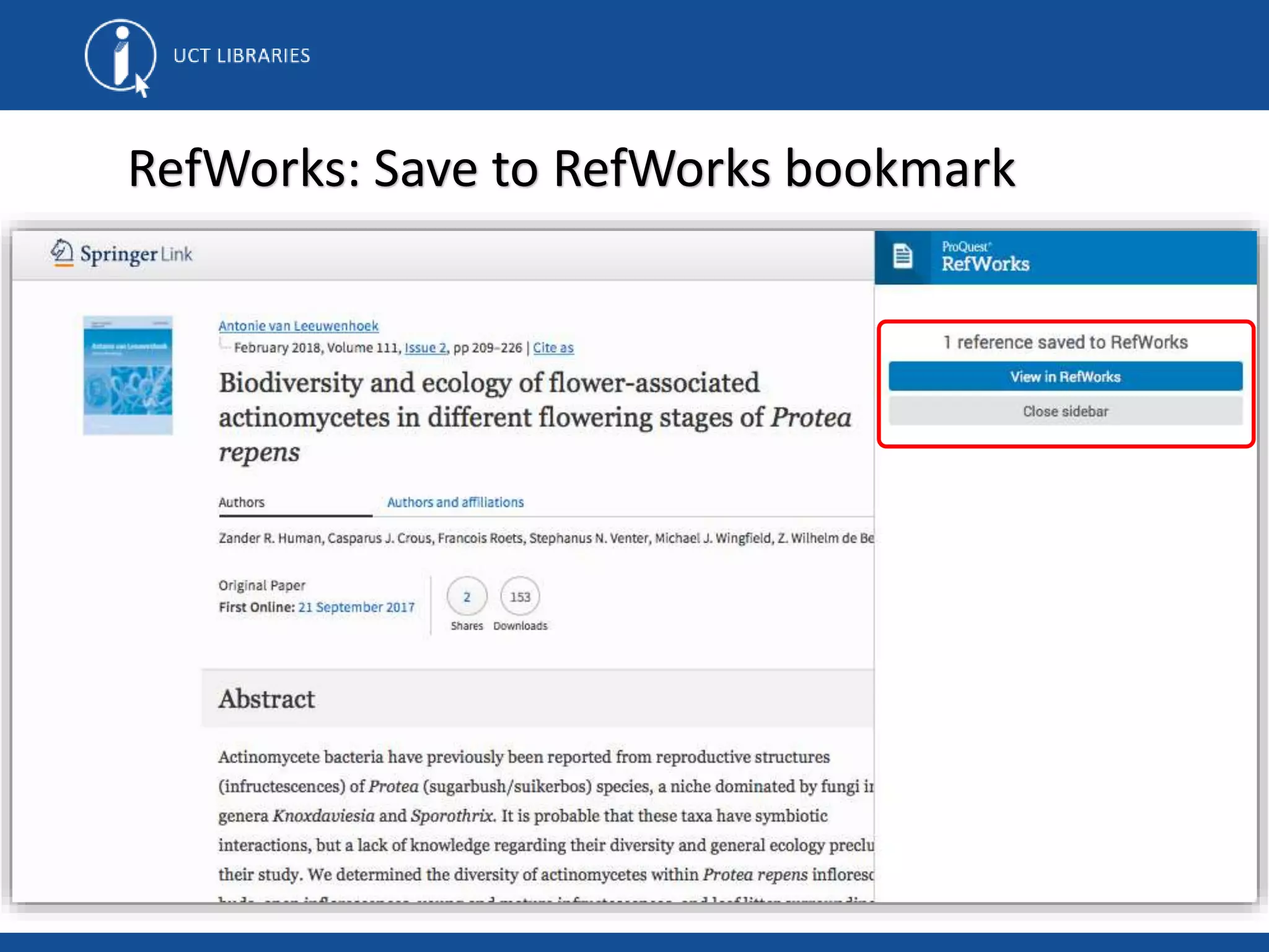 RefWorks: Save to RefWorks bookmark
 