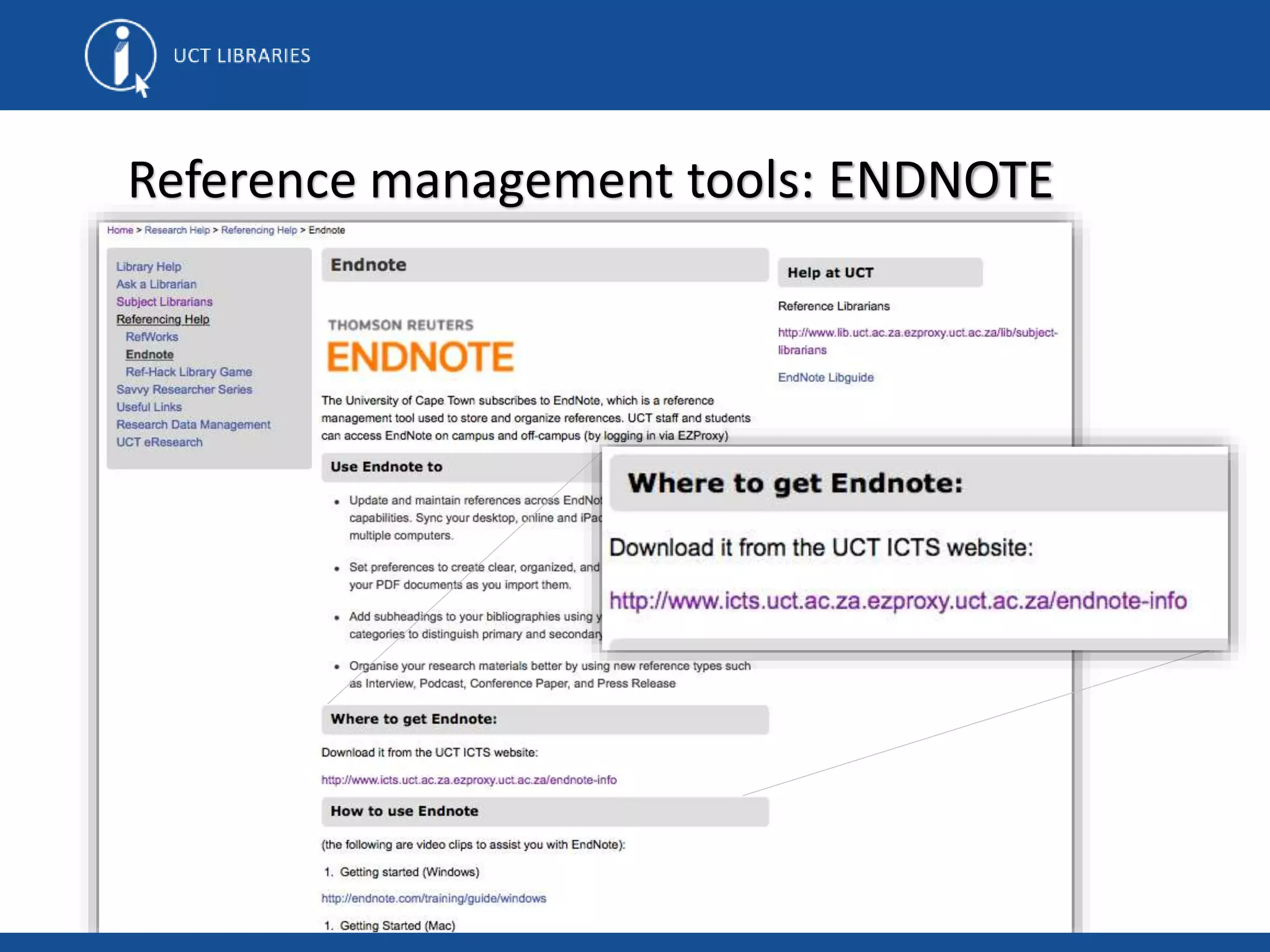 Reference management tools: ENDNOTE
 
