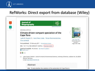 Refworks Database View Reference management tools | PPTX