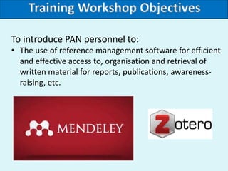 Reference management training workshop | PPTX