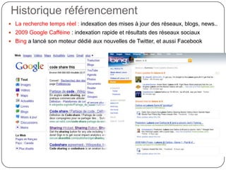 Sites Google = 63,3 % total des requêtes effectuées, Sites de Yahoo! =19,6 % et Sites Microsoft avec 13,1 %. Introduction au RéférencementSource ComScore 2011