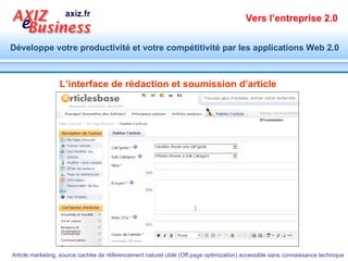 L’interface de rédaction et soumission d’article 