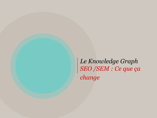 Le Knowledge Graph
SEO /SEM : Ce que ça
change
 