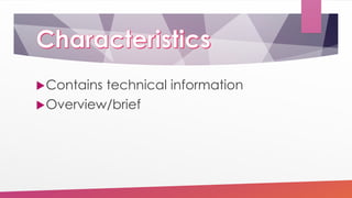 Contains technical information
Overview/brief
 