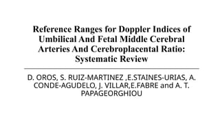 Reference Ranges for Doppler Indices of Umbilical | PPTX