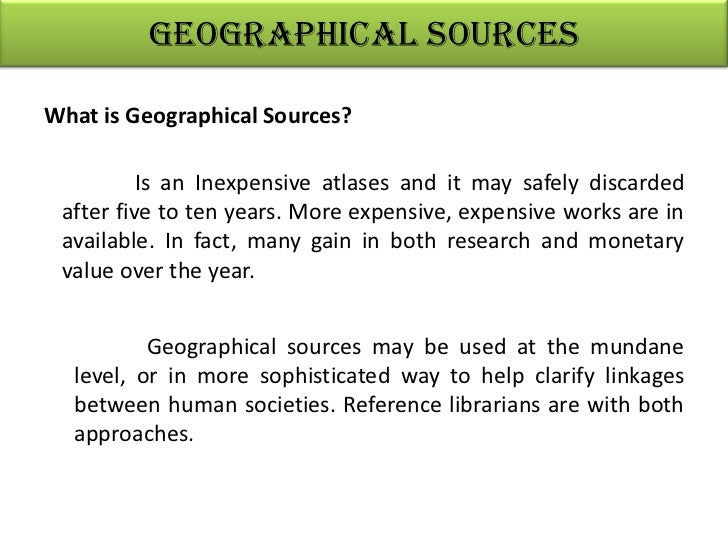 Geographical Sources Governmental Publications/ Documents Continuin…