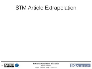 Reference Rot and Link Decoration!
@mart1nkle1n!
OAI9, Geneva, June 17th 2015
STM Article Extrapolation
25
 
