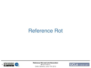 Reference Rot and Link Decoration!
@mart1nkle1n!
OAI9, Geneva, June 17th 2015
4
Reference Rot
 