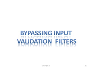 Bypassing Input Validation  Filters2/04/201135CHAPTER  10