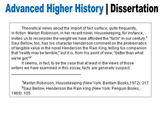 Dissertation History Advanced Higher History dissertation - References and the bibliography ...