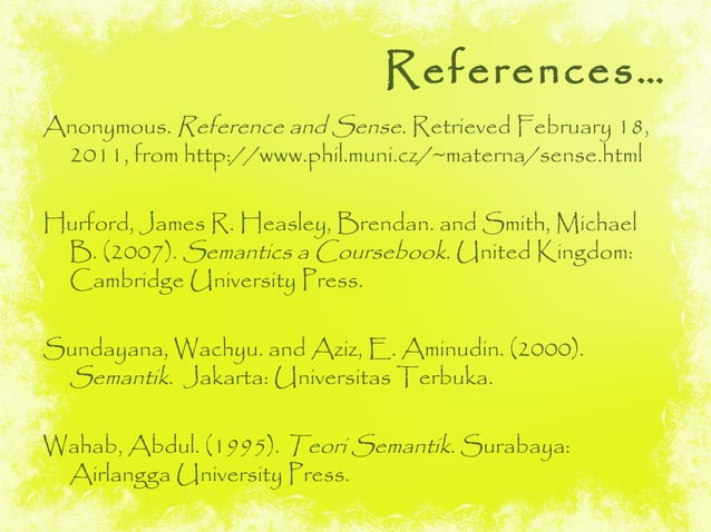 Reference, sense and referring expression | PPT | Books and Literature