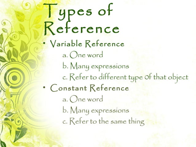 Reference, sense and referring expression | PPT | Books and Literature