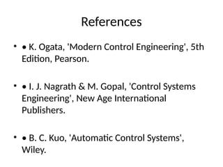 Comprehensive References for Modern Control Engineering and Systems | PPTX