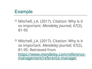 Comprehensive Guide to Reference Management and Citation Styles | PPT