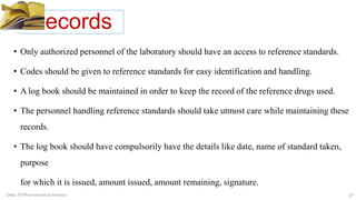 Standard Identification Code Method 1 Reference standards in Pharmaceutical Industries | PPTX