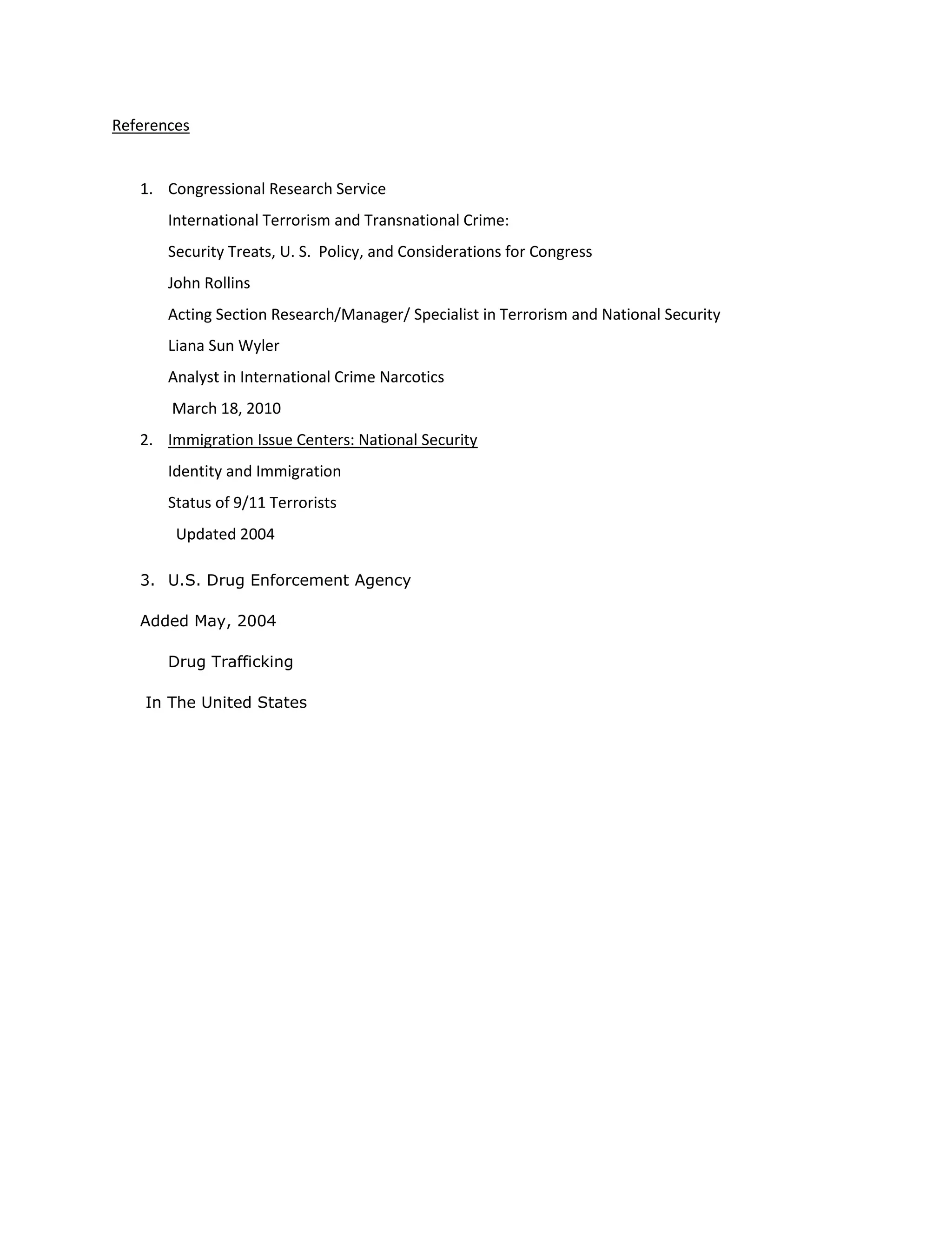 References<br />Congressional Research Service