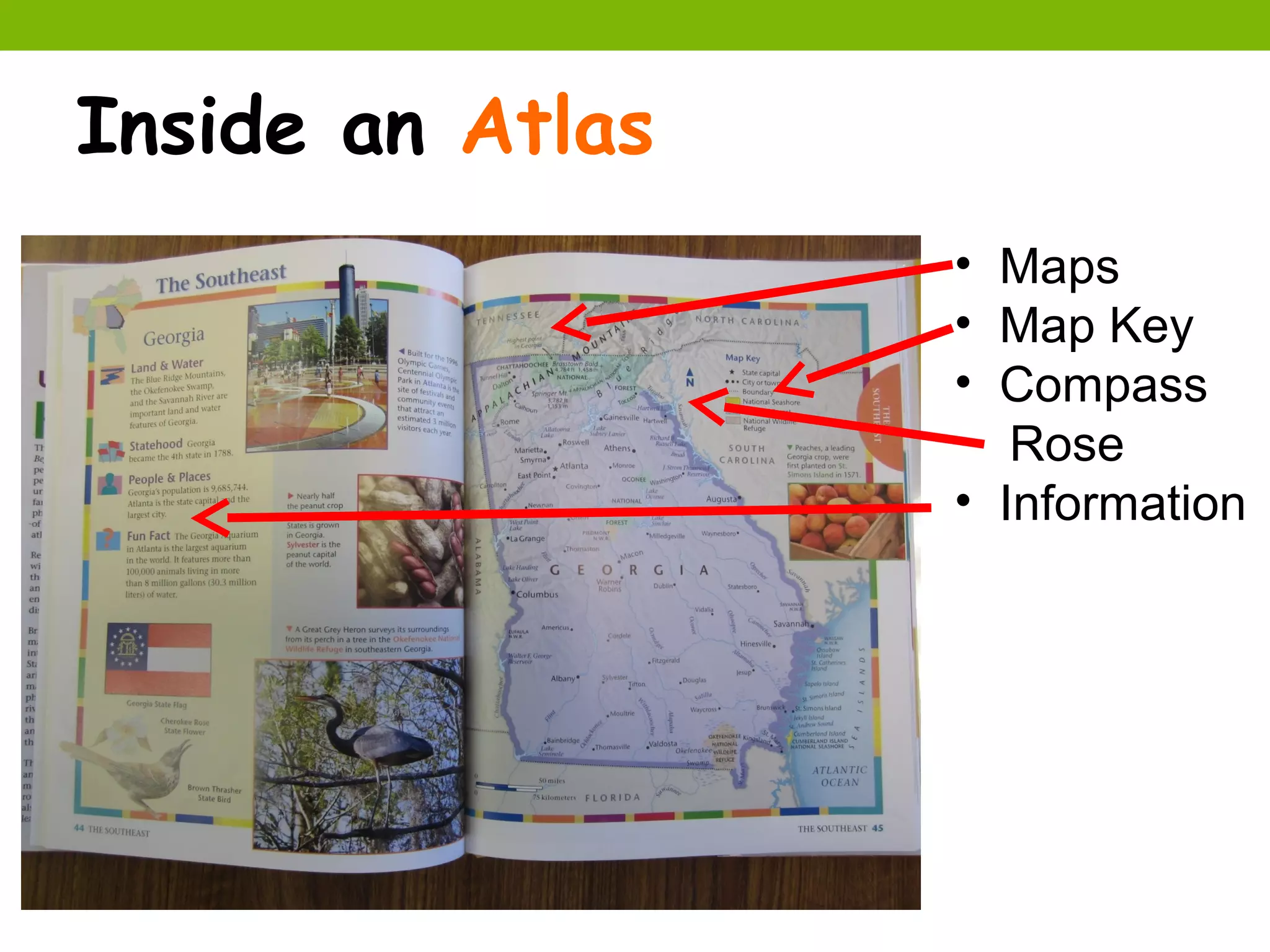 Inside an Atlas
                  • Maps
                  • Map Key
                  • Compass
                     Rose
                  • Information
 