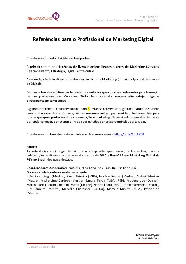 Referencias Essenciais para o profissional de Marketing