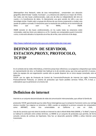 REDES Y COMPONENTES DE LA COMPUTADORA