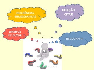 CITAÇÃO
CITARREFERÊNCIAS
BIBLIOGRÁFICAS
BIBLIOGRAFIA
DIREITOS
DE AUTOR
BiblioBeiriz _ AE Campo Aberto
 