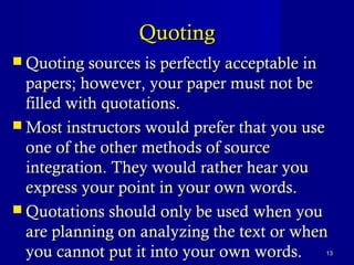 Quouting Sources Referencing in ACADEMIC writing | PPT