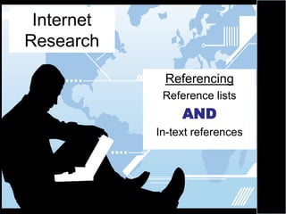 Internet Research Referencing Reference lists AND In-text references 