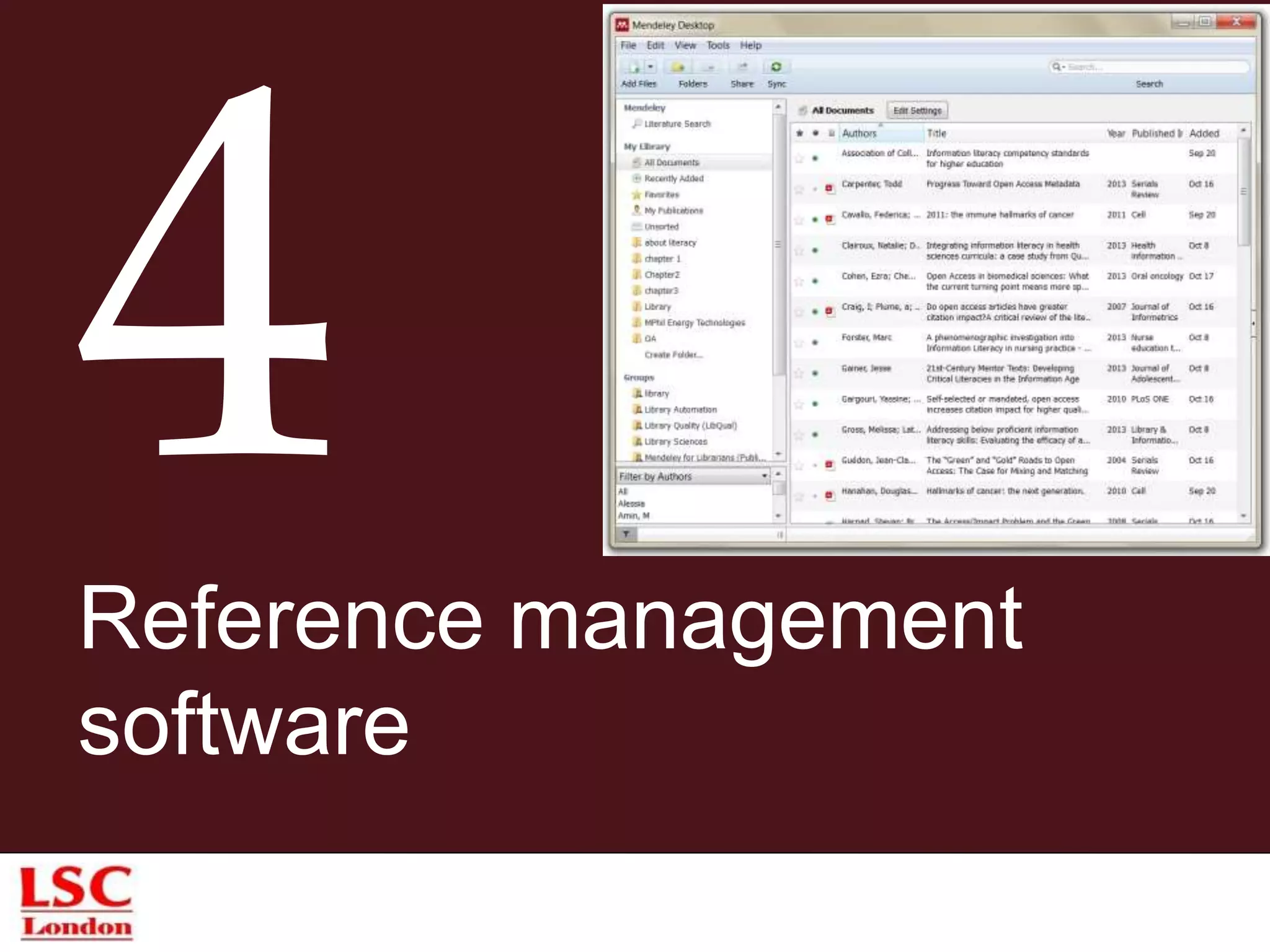 Reference management
software
 