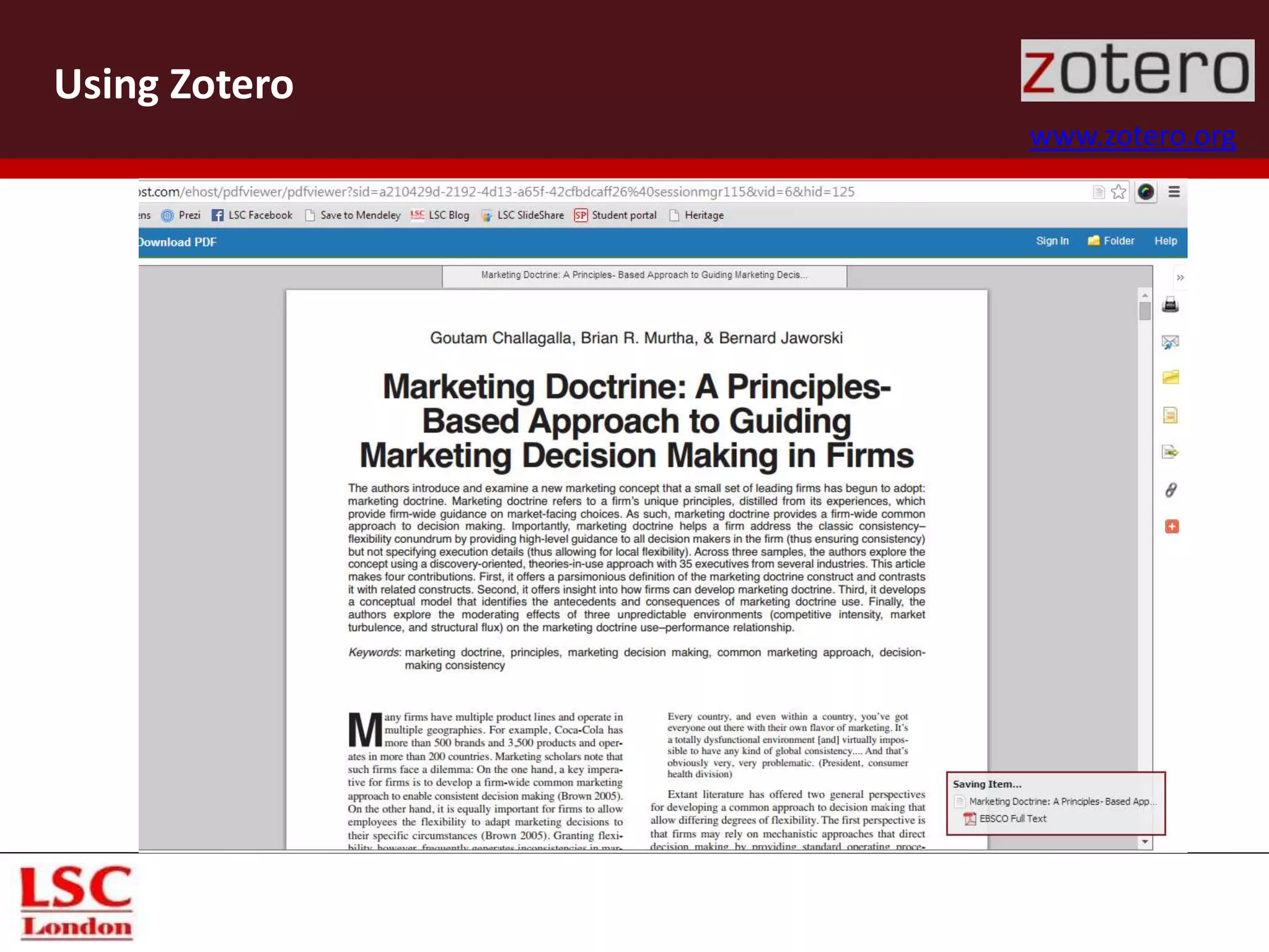Using Zotero
www.zotero.org
 