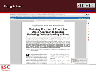 Using Zotero
www.zotero.org
 