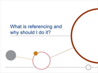 What is referencing and
why should I do it?
2
 