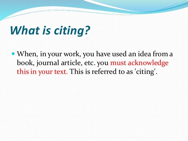 Referencing Citation