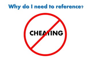CHEATING
Why do I need to reference?
 
