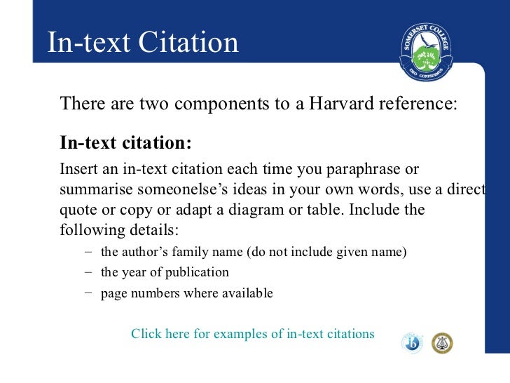 in text citation harvard presentation