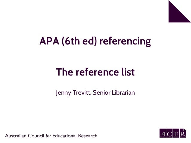 apa 6th edition referencing part 2 reference list apa book 6th edition