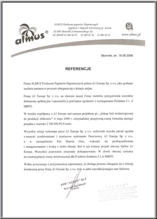 A1 Europe - referencje