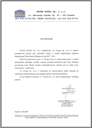 A1 Europe - referencje