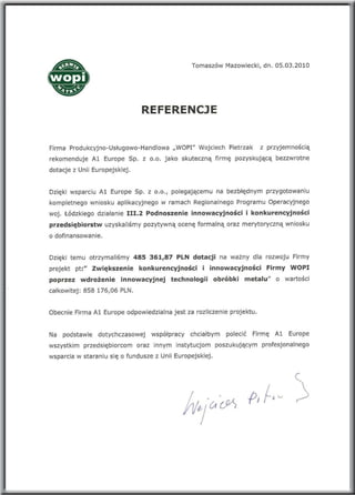 A1 Europe - referencje