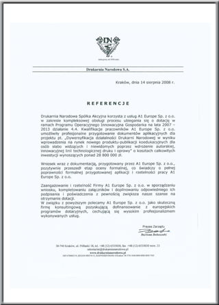 A1 Europe - referencje