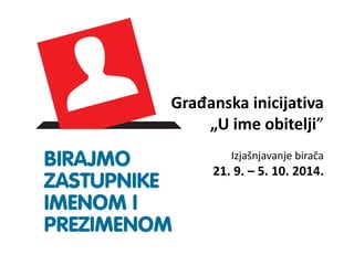 Građanska inicijativa„U ime obitelji” Izjašnjavanje birača21. 9. –5. 10. 2014.  