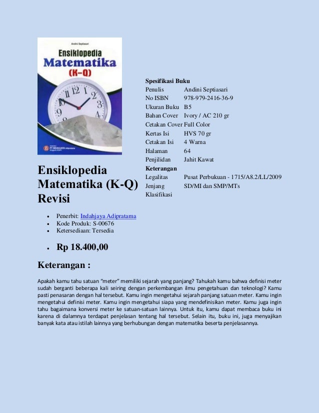 Buku Referensi Matematika, dipasarkan oleh Perusahaan 