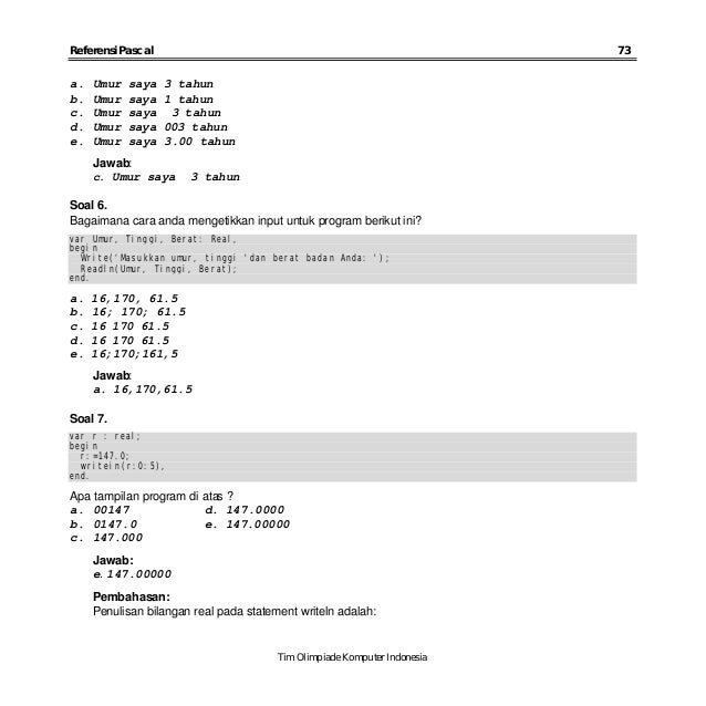 Referensi Pemrograman Bahasa Pascal Referensi Pemrograman Bahasa Pascal